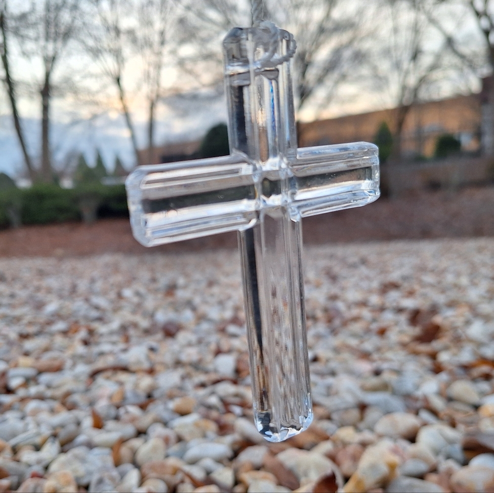 Crystal Cross Waterford Crystal Pendant Large Christmas Gifts Religious Ribbon - Picture 9 of 10
